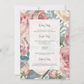 Elegant Watercolor Roses Wedding Invitation (Dos)