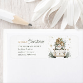Elegant Watercolor Santa Gifts Christmas  Etiket