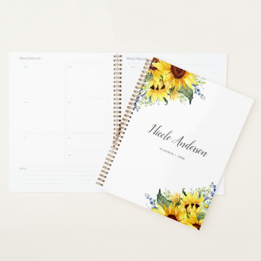 Elegant Watercolor Sunflowers Personalized (Devant avec enveloppe)
