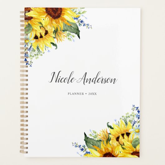 Elegant Watercolor Sunflowers Personalized (Devant)