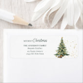 Elegant Watercolor Tree Christmas Etiket (Insitu)