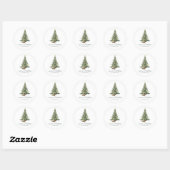 Elegant Watercolor Tree Christmas Ronde Sticker (Vel)