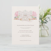 Elegant Watercolor Villa Wedding  Kaart (Staand voorkant)