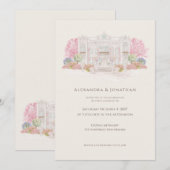 Elegant Watercolor Villa Wedding  Kaart (Voorkant / Achterkant)
