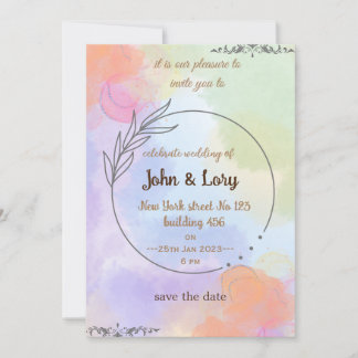 Elegant Watercolor Wedding Invitation  Kaart
