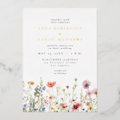 Elegant Watercolor Wildflower Foil Invitation (Recto)
