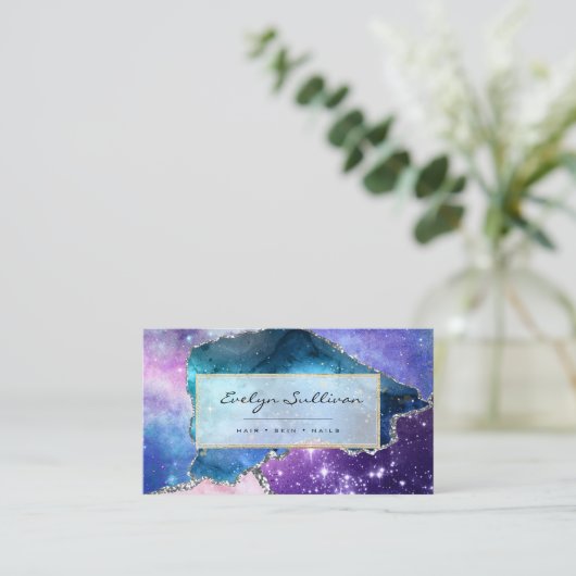 elegant waterverf agate design visitekaartje (Staand voorkant)