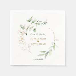 Elegant Waterverf Airy Leaves Gold Wedding Servet
