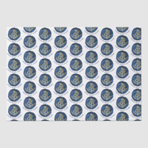 Elegant Waterverf Anchor Nautical Name Navy Blue Tissuepapier