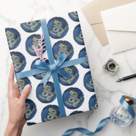 Elegant Waterverf Anchor Navy Coastal Nautical Cadeaupapier
