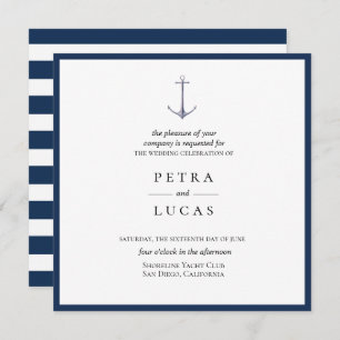 Elegant Waterverf Anchor Wedding Kaart