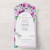 Elegant Waterverf Art Flowers in Violet All In One Uitnodiging (Binnen)