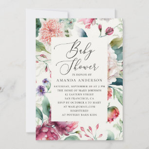 Elegant waterverf asian boho floral baby shower kaart