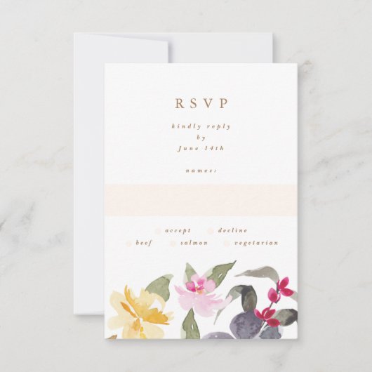 Elegant Waterverf Beauely Wedding RSVP (Voorkant)