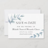 Elegant waterverf blad botanische save de datum RSVP kaartje (Voorkant)