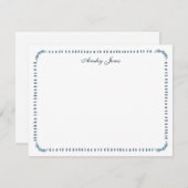 Elegant waterverf Blauw- en witte rand Bedankkaart (Voorkant / Achterkant)