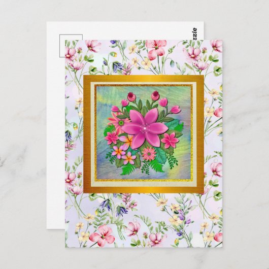 Elegant Waterverf Bloem Botanische Lente Boeket Briefkaart (Voorkant / Achterkant)