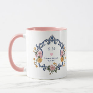 Elegant Waterverf Bloem Monogram en Initialen Mok