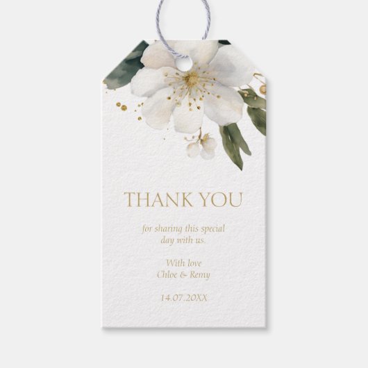 Elegant Waterverf bloemblaadje dank u Cadeaulabel (Voorkant)