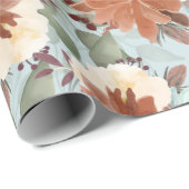 Elegant waterverf bloemen boho pastel cadeaupapier (Rol Hoek)