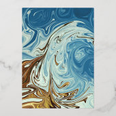 Elegant Waterverf Blue Abstract Wedding Silver Folie Uitnodiging (Achterkant)