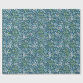 Elegant Waterverf Blue Green Floral Pattern Cadeaupapier (Vlak)