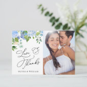 Elegant Waterverf Blue Hydrangea 4 Bedankkaart (Staand voorkant)