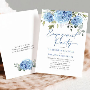 Elegant Waterverf Blue Hydrangea ENGAGTY Kaart