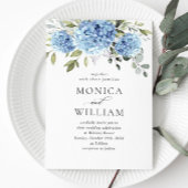 Elegant Waterverf Blue Hydrangea Floral Wedding Kaart