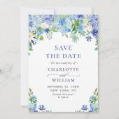Elegant Waterverf Blue Hydrangea PHOTO Wedding Save The Date (Voorkant)