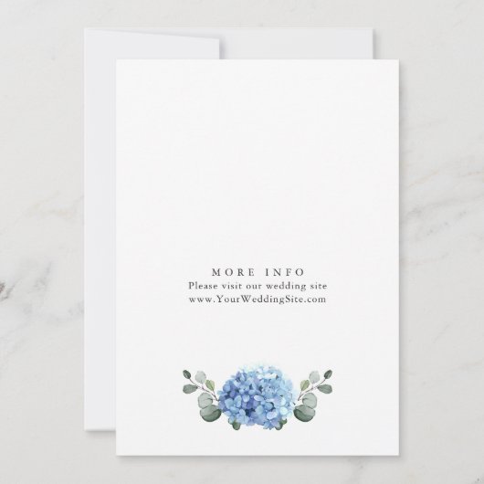 Elegant Waterverf Blue Hydrangea Rehearsal Dinner Kaart (Achterkant)