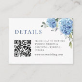 Elegant Waterverf Blue Hydrangea Wedding Details Informatiekaartje (Voorkant)