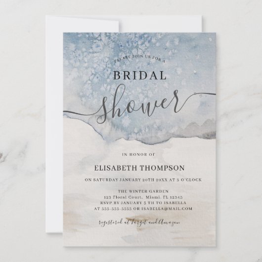 Elegant Waterverf Blue Modern Vrijgezellenfeest Kaart (Voorkant)