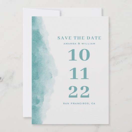 Elegant waterverf blue nautische strandbruiloft save the date (Voorkant)