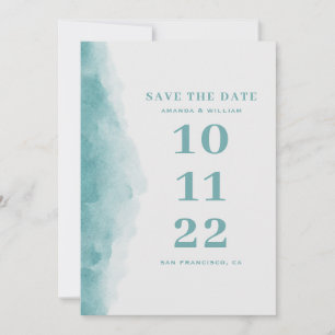 Elegant waterverf blue nautische strandbruiloft save the date