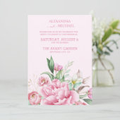 Elegant Waterverf Blush Dusty Roos Floral Wedding Kaart (Staand voorkant)