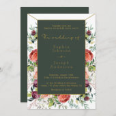 Elegant Waterverf Blush Floral Greenery bruiloft Kaart (Voorkant / Achterkant)