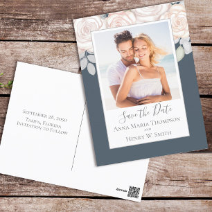 Elegant Waterverf Blush Floral kalligrafie Foto Briefkaart