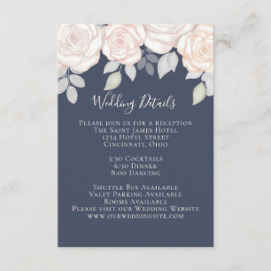 Elegant Waterverf Blush Floral kalligrafie Foto Informatiekaartje