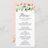 Elegant Waterverf Blush Pink Floral Wedding Menu (Voorkant / Achterkant)