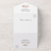 Elegant Waterverf Blush Pink Lilies Wedding All In One Uitnodiging (Buitenkant)