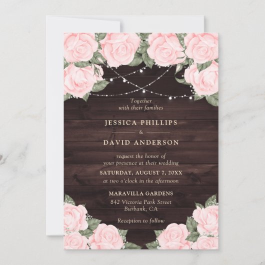 Elegant Waterverf Blush Pink Rustic Wedding Kaart (Voorkant)