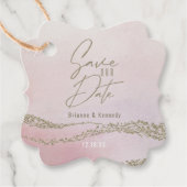 Elegant Waterverf Blush roze & Gold Save the Date Bedankjes Labels (Voorkant)