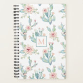 Elegant Waterverf Boho Cactus Patroonmonogram Planner (Voorkant)