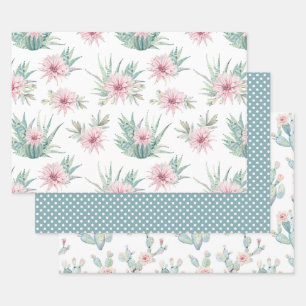 Elegant Waterverf Boho Cactus & Succulents Inpakpapier Vel