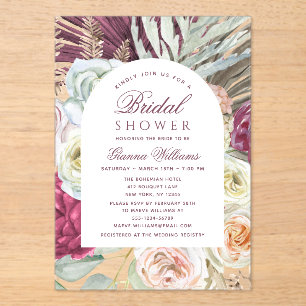 Elegant Waterverf Boho Floral Vrijgezellenfeest Acryl Uitnodigingen