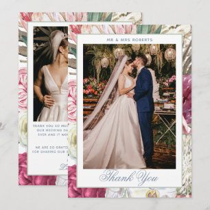 Elegant Waterverf Boho Floral Wedding Bedankkaart