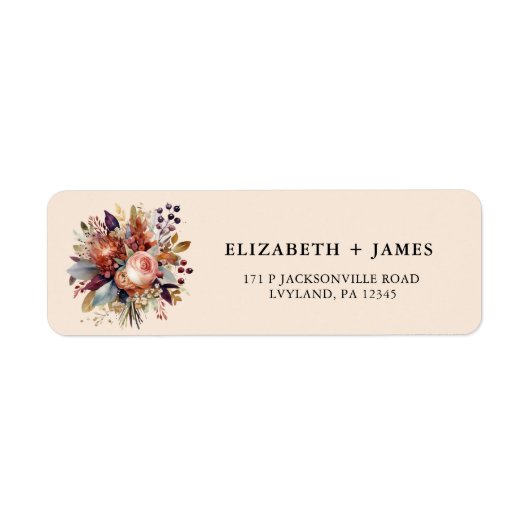 Elegant Waterverf Boho Wildflower Gepersonaliseerd Etiket (Voorkant)