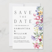 Elegant Waterverf Boho Wildflower Save the Date Kaart (Voorkant)