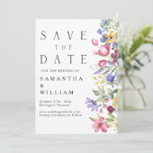 Elegant Waterverf Boho Wildflower Save the Date Kaart (Staand voorkant)